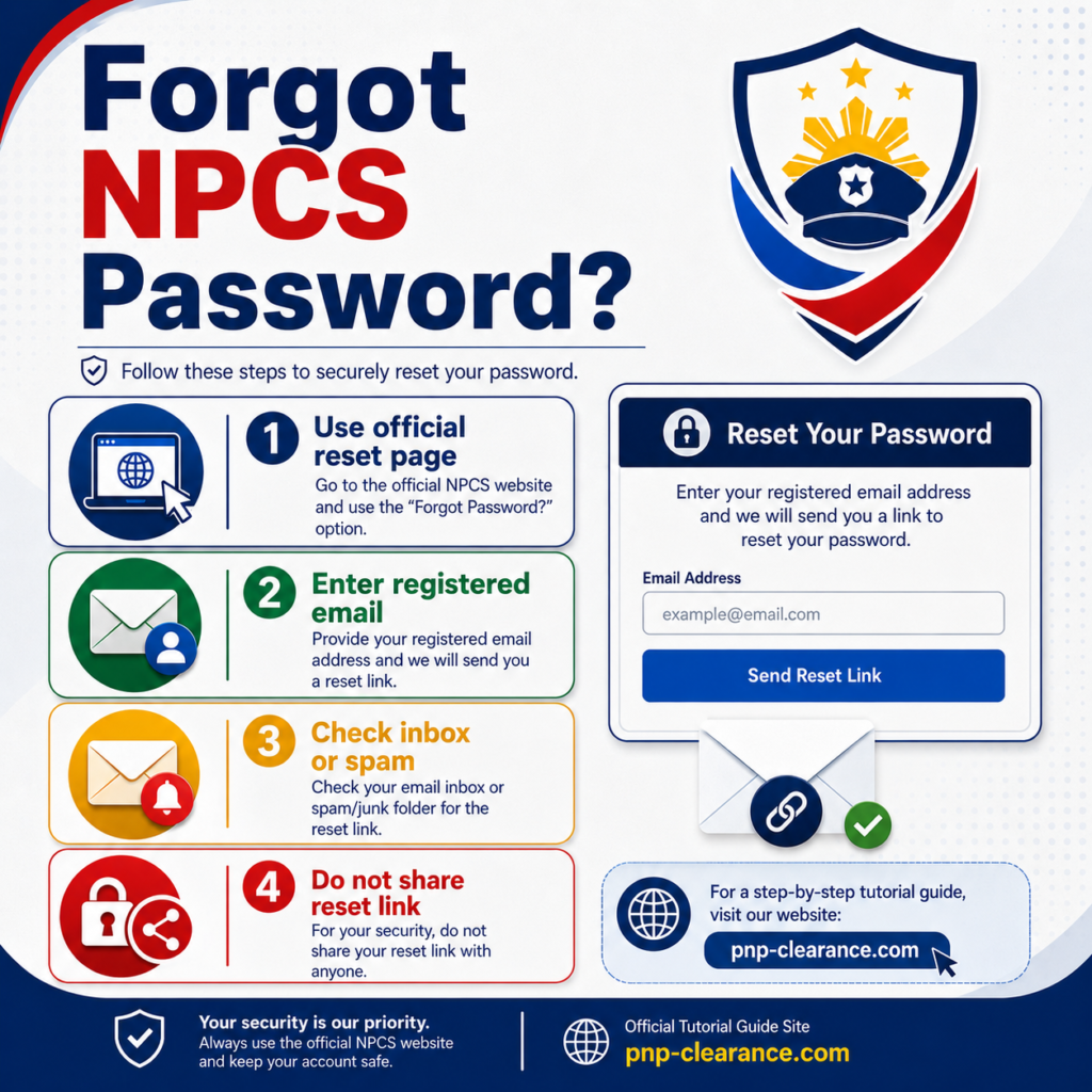PNP Clearance Online Login - Forgot NPCS Password