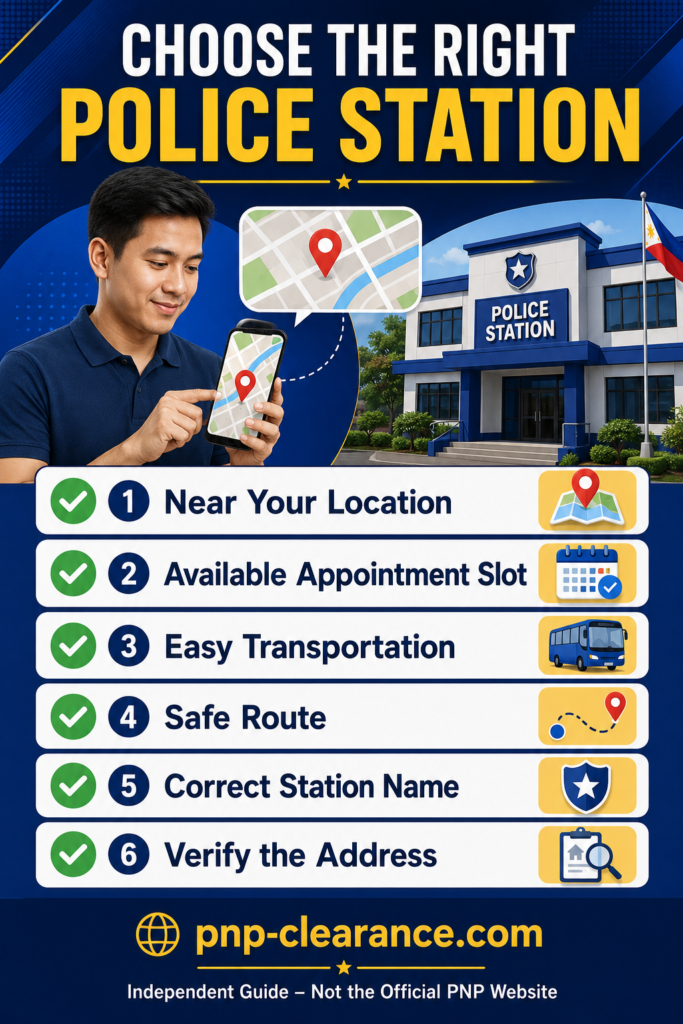 How to choose a police station for a PNP Clearance appointment