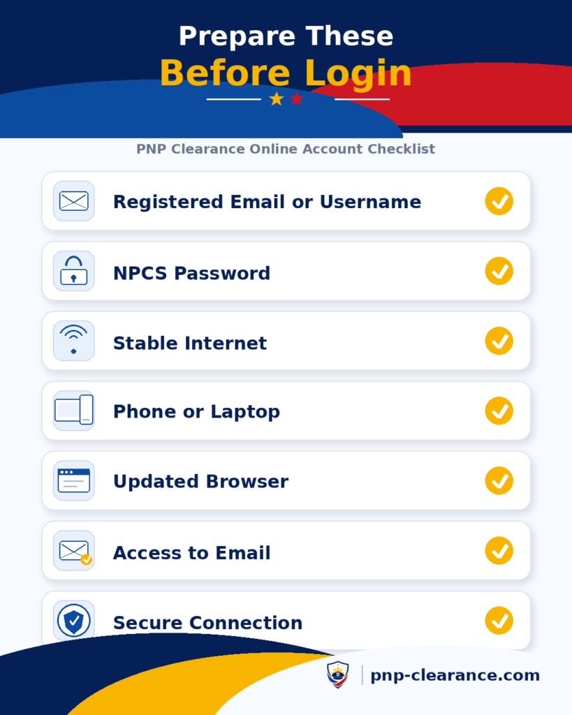 PNP Clearance online login - Prepare These Before Login