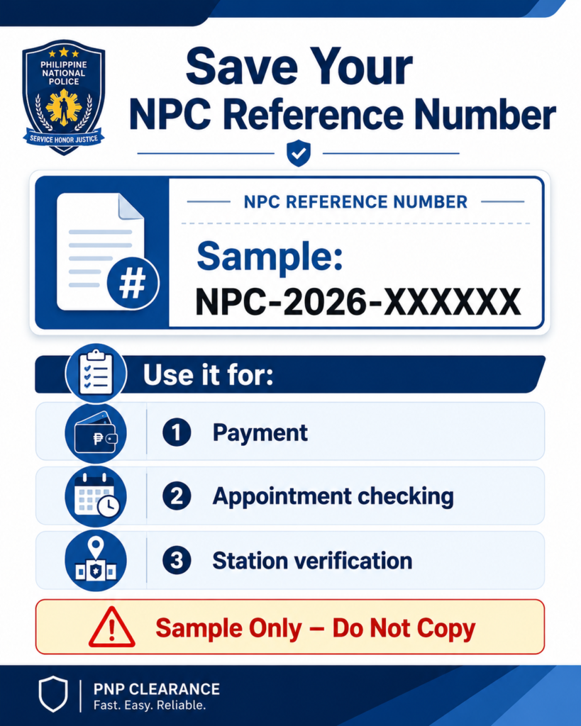 Save Your NPC Reference Number