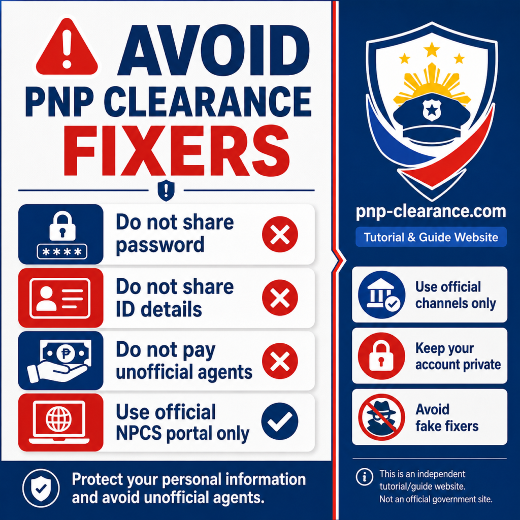 avoid PNP Clearance fixers and unofficial agents