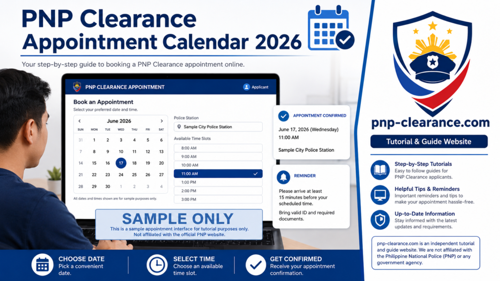 set PNP Clearance appointment online calendar guide