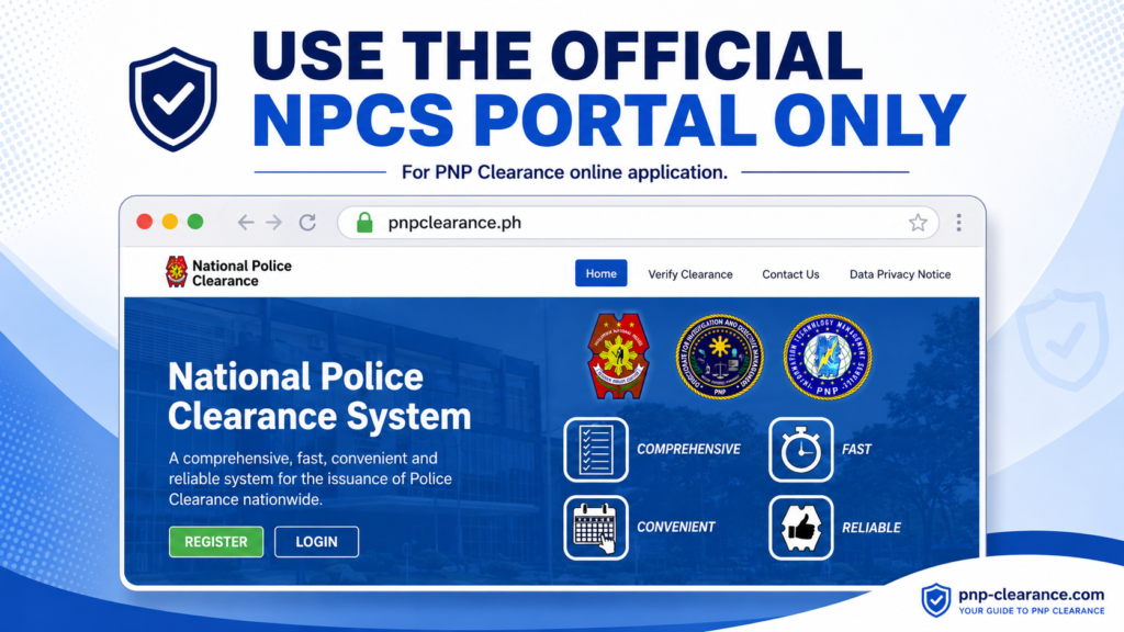 use official NPCS portal only for PNP Clearance online application