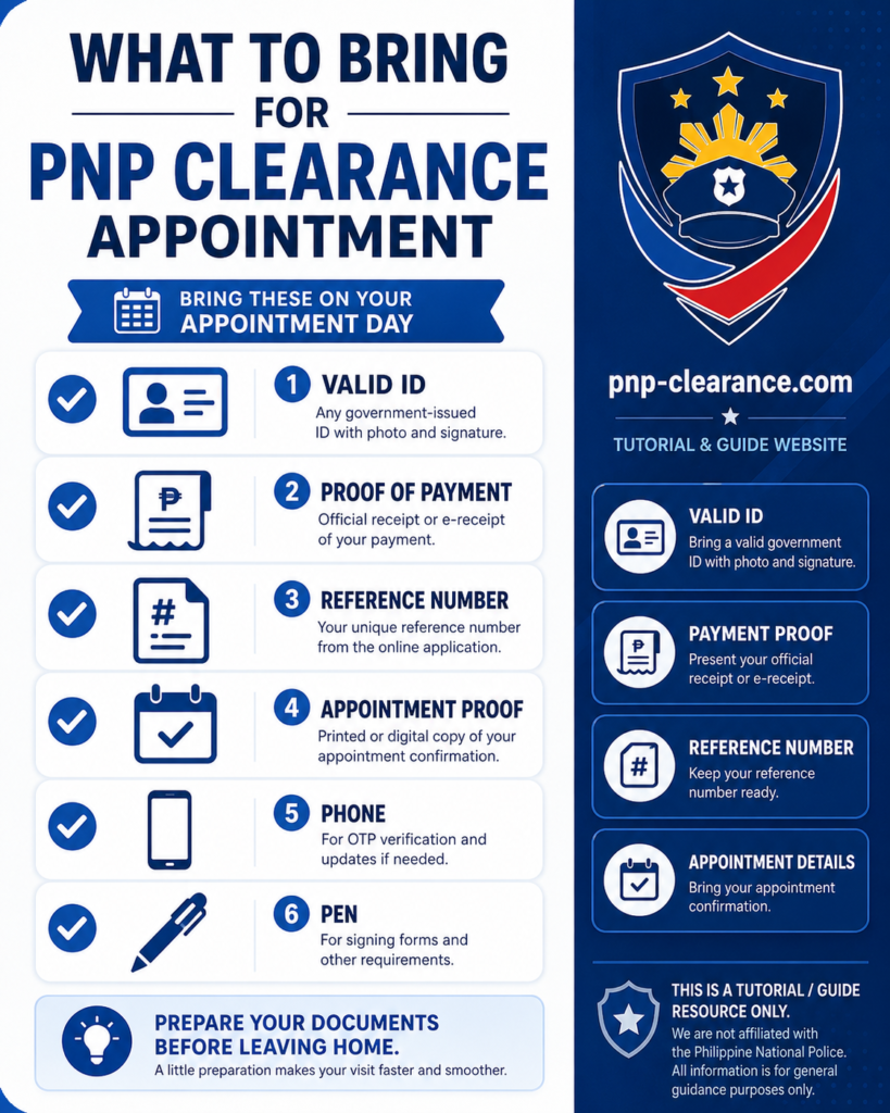 what to bring for PNP Clearance appointment day