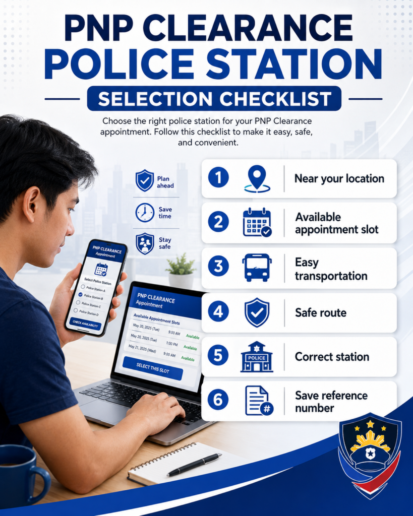 PNP Clearance police station selection checklist