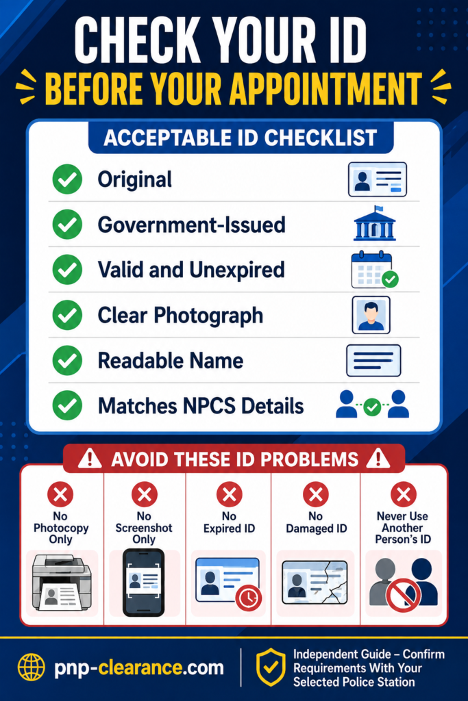 requirements for an acceptable PNP Clearance ID