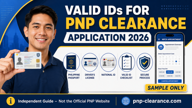 valid IDs for PNP Clearance application 2026